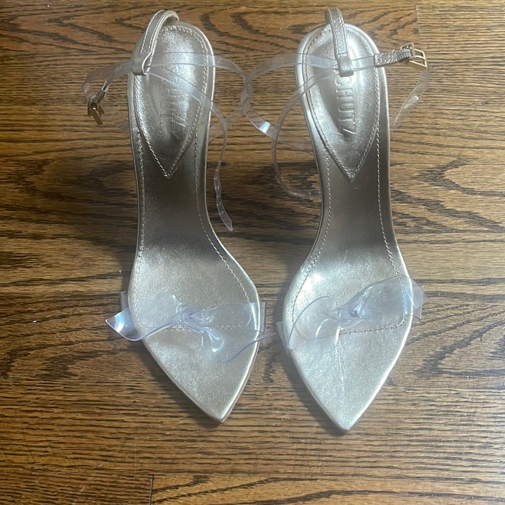 Gold and clear Schutz heels